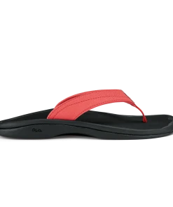 Olukai Footwear W's Ohana Sandals- Hot Coral/Black