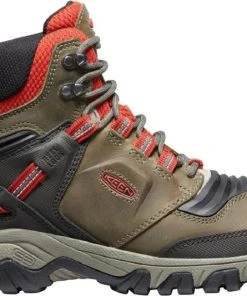 Keen Men's Ridge Flex Mid WP - Dark Olive/Ketchup