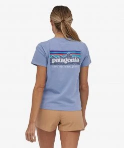 Patagonia W's P-6 Mission Organic T-Shirt - Light Current Blue WOMENS