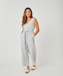 Vamosoutdoors W's Bonfire Jumpsuit- Navy Byron Stripe