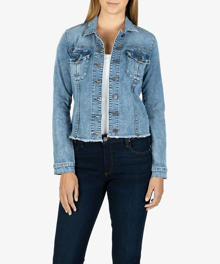 Kut Denim Kara Jean Jacket - Standard Wash (frayed Hem) WOMENS 1 Kut Denim Kara Jean Jacket - Standard Wash (frayed Hem) WOMENS