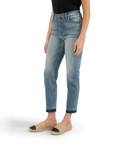 Kut Denim Naomi High Rise Fab Ab- Obliging Wash Ankle Straight Leg