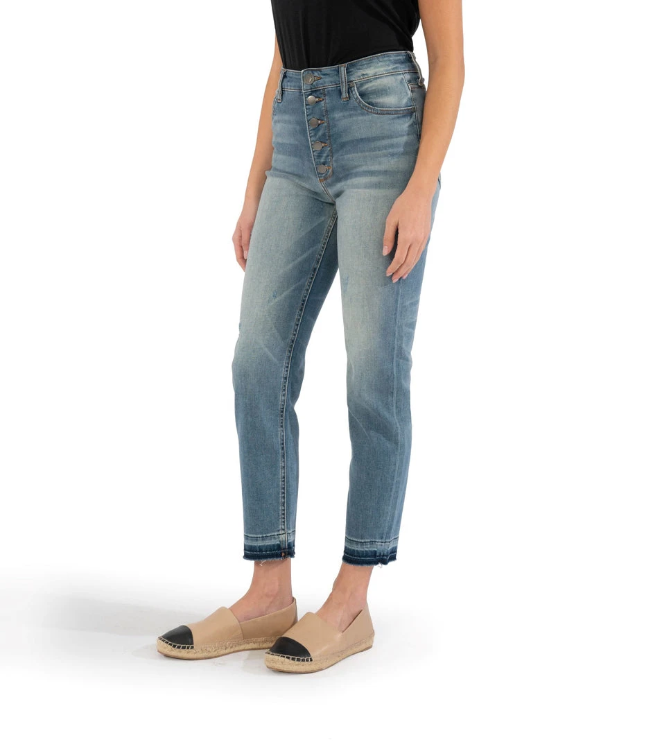 Kut Denim Naomi High Rise Fab Ab- Obliging Wash Ankle Straight Leg 2 Kut Denim Naomi High Rise Fab Ab- Obliging Wash Ankle Straight Leg