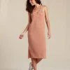 Toad&Co WOMENS W's Henley Midi Tank Dress- Rust Stripe