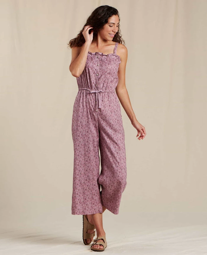 Toad&Co W's TAJ Hemp Strappy SL Jumpsuit- Faded Lilac Star Print WOMENS 1 Toad&Co W's TAJ Hemp Strappy SL Jumpsuit- Faded Lilac Star Print WOMENS