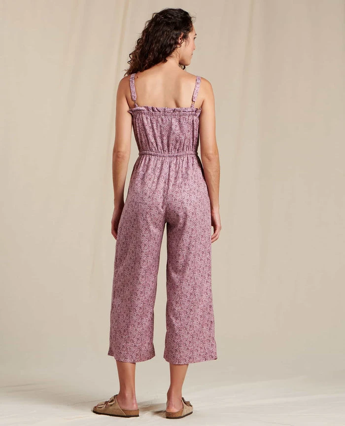 Toad&Co W's TAJ Hemp Strappy SL Jumpsuit- Faded Lilac Star Print WOMENS 2 Toad&Co W's TAJ Hemp Strappy SL Jumpsuit- Faded Lilac Star Print WOMENS