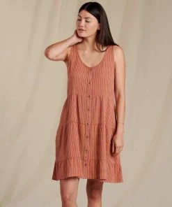 Toad&Co W's Manzana Tiered SL Dress- Lily Stripe WOMENS