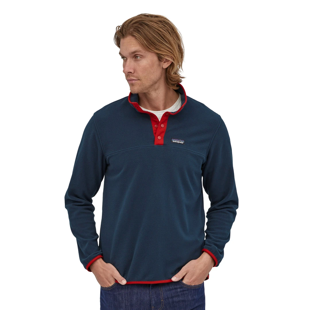 Patagonia M's Micro D® Snap-T® Fleece Pullover - New Navy W/Classic Red Sweaters 1 Patagonia M's Micro D® Snap-T® Fleece Pullover - New Navy W/Classic Red Sweaters