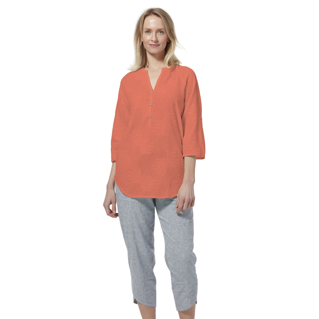 Royal Robbins WOMENS Oasis Tunic II 3/4 Sleeve - Light Coral 1 Royal Robbins WOMENS Oasis Tunic II 3/4 Sleeve - Light Coral