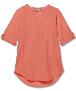 Royal Robbins WOMENS Oasis Tunic II 3/4 Sleeve - Light Coral 6 Royal Robbins WOMENS Oasis Tunic II 3/4 Sleeve - Light Coral