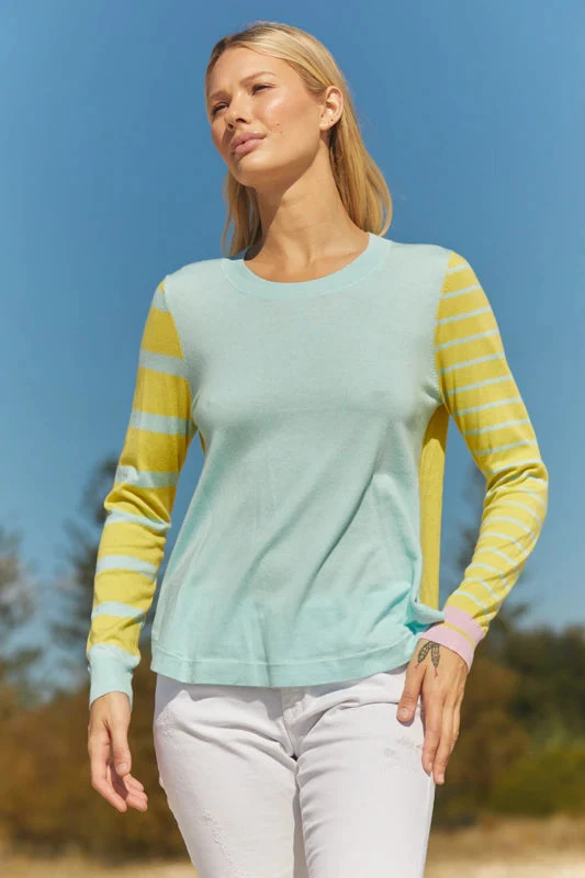 Zaket & Plover Stripe Play Sweater Aqua Combo 1 Zaket & Plover Stripe Play Sweater Aqua Combo