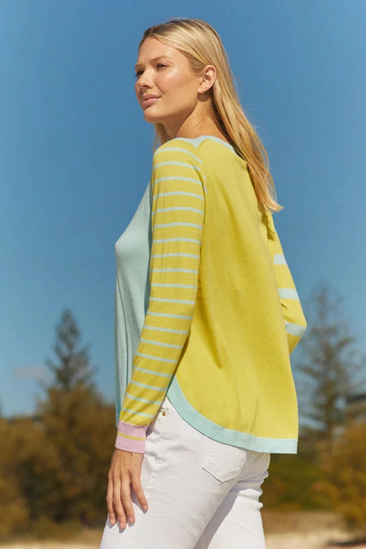 Zaket & Plover Stripe Play Sweater Aqua Combo 2 Zaket & Plover Stripe Play Sweater Aqua Combo