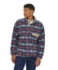 Patagonia M's Lightweight Synchilla® Snap-T® Fleece Pullover- Coast Highway Multi Big: Sumac Red Sweaters